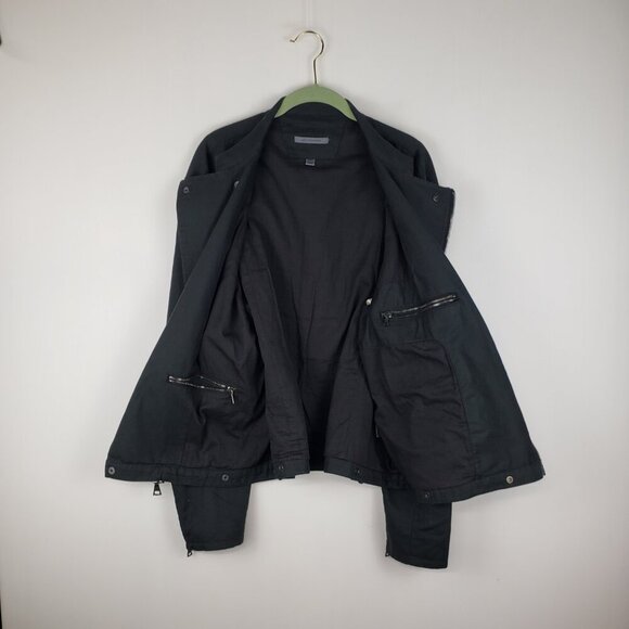 John Varvatos Collection Asymmetrical Moto Jacket Black Linen Cotton Size 54/L - Picture 10 of 11